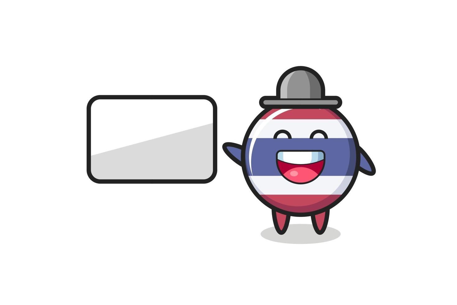 thailand flag badge cartoon illustration doing a presentation vector