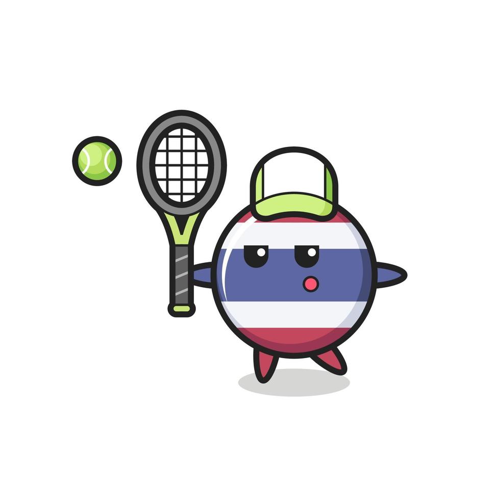 Cartoon character of thailand flag badge as a tennis player vector