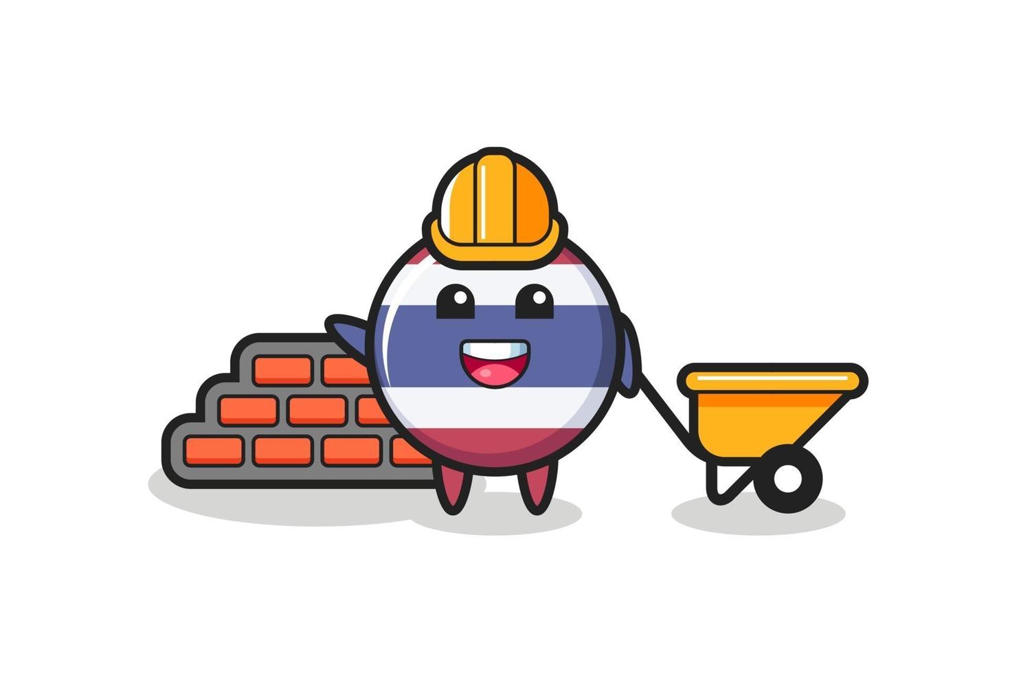 Cartoon character of thailand flag badge as a builder vector