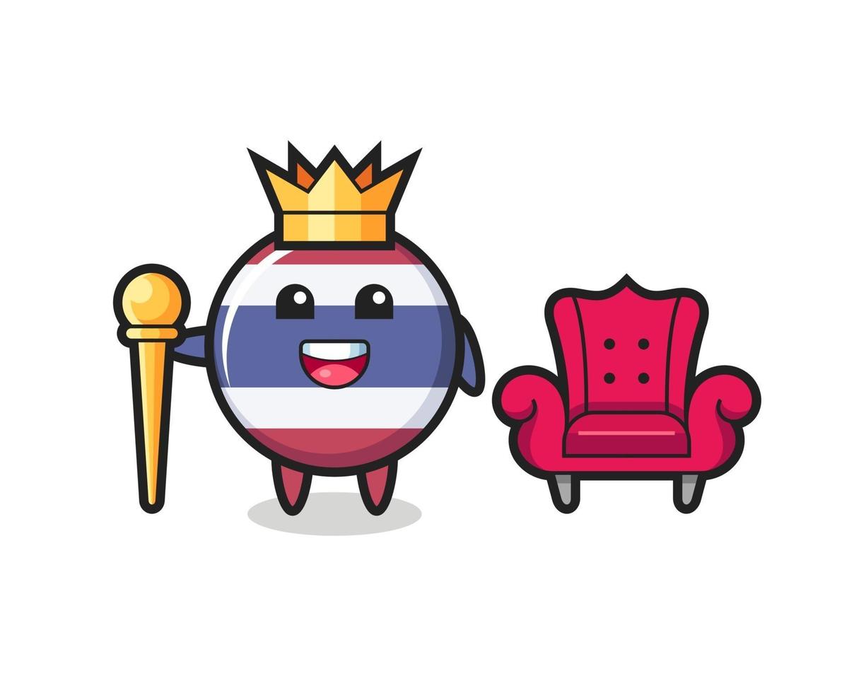 Mascot cartoon of thailand flag badge as a king vector