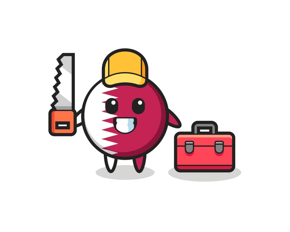Illustration of qatar flag badge character as a woodworker vector