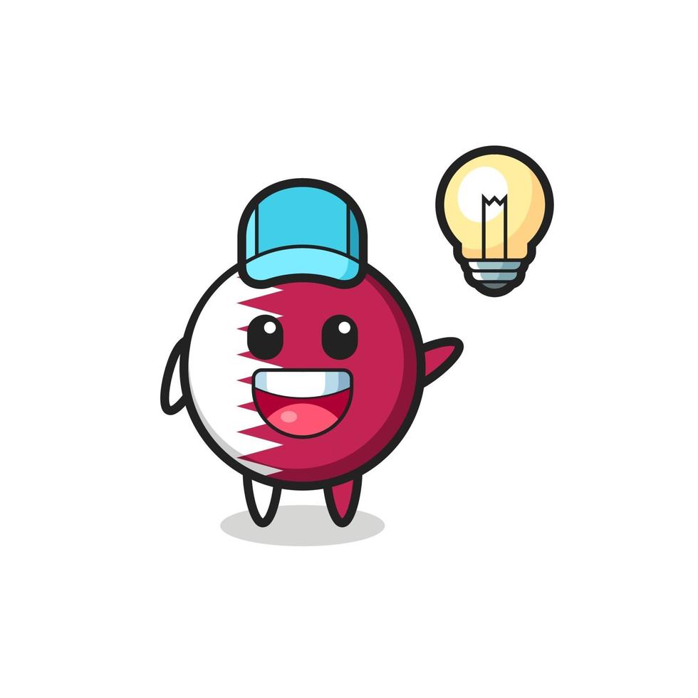 qatar flag badge character cartoon getting the idea vector