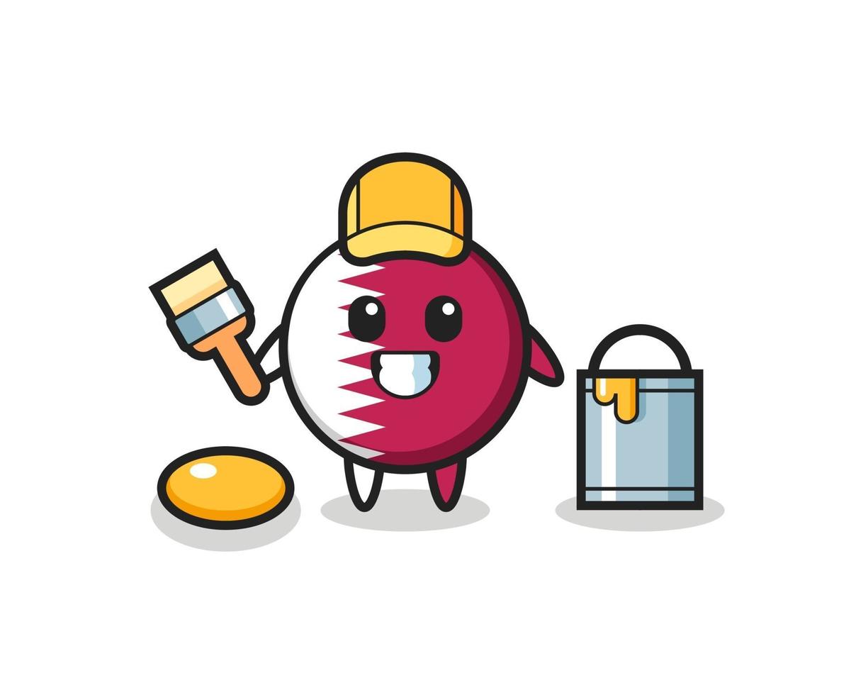 Character Illustration of qatar flag badge as a painter vector