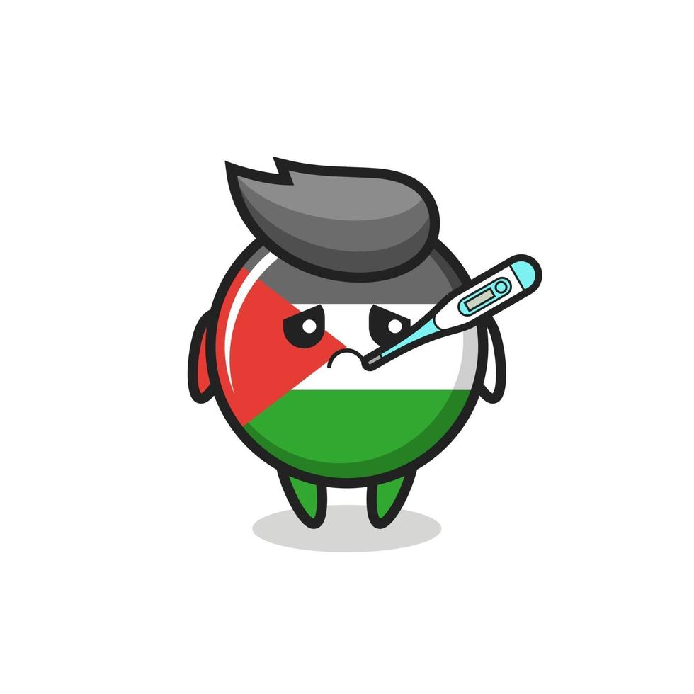 palestine flag badge mascot character with fever condition vector