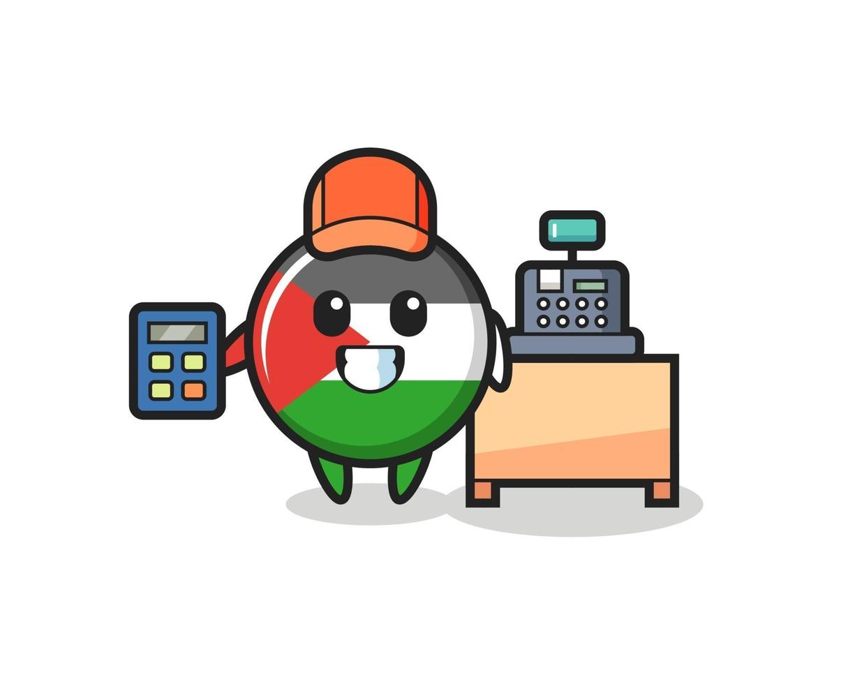 Illustration of palestine flag badge character as a cashier vector