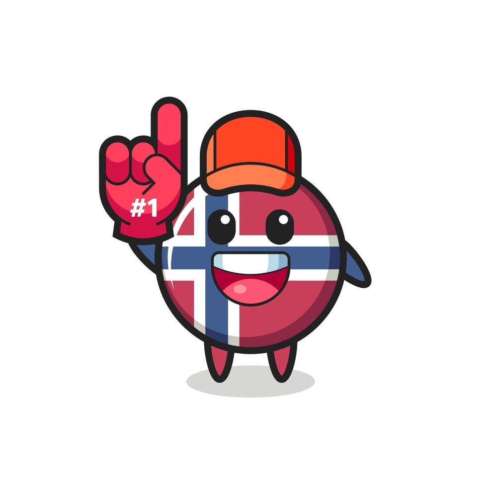norway flag badge illustration cartoon with number 1 fans glove vector
