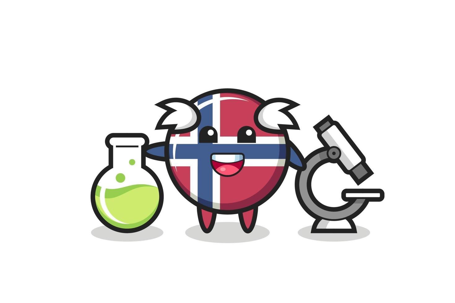 Mascot character of norway flag badge as a scientist vector