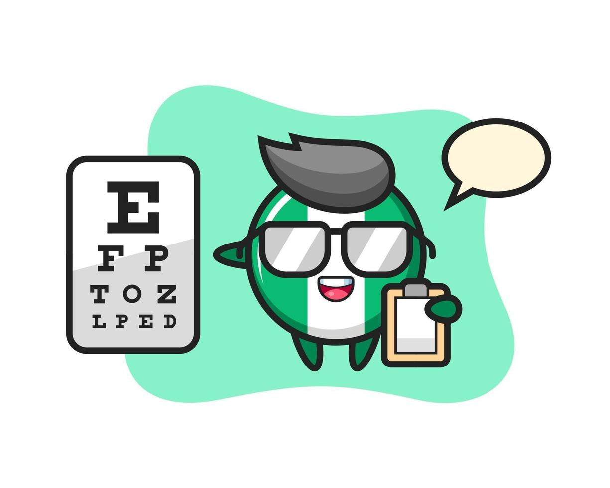 Illustration of nigeria flag badge mascot as an ophthalmology vector