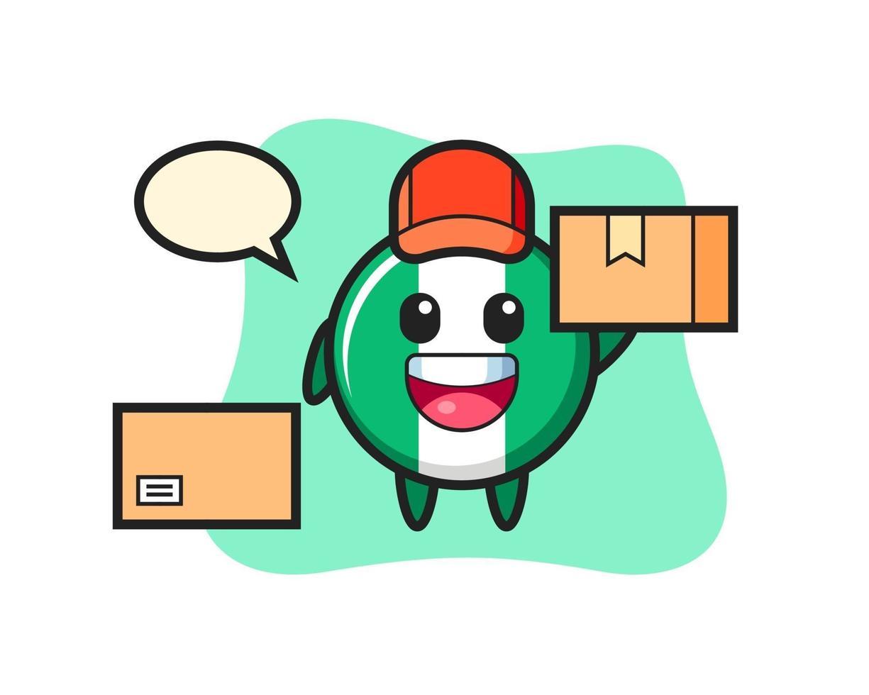 Mascot Illustration of nigeria flag badge as a courier vector