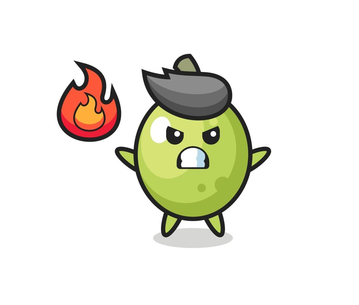 olive character cartoon with angry gesture vector