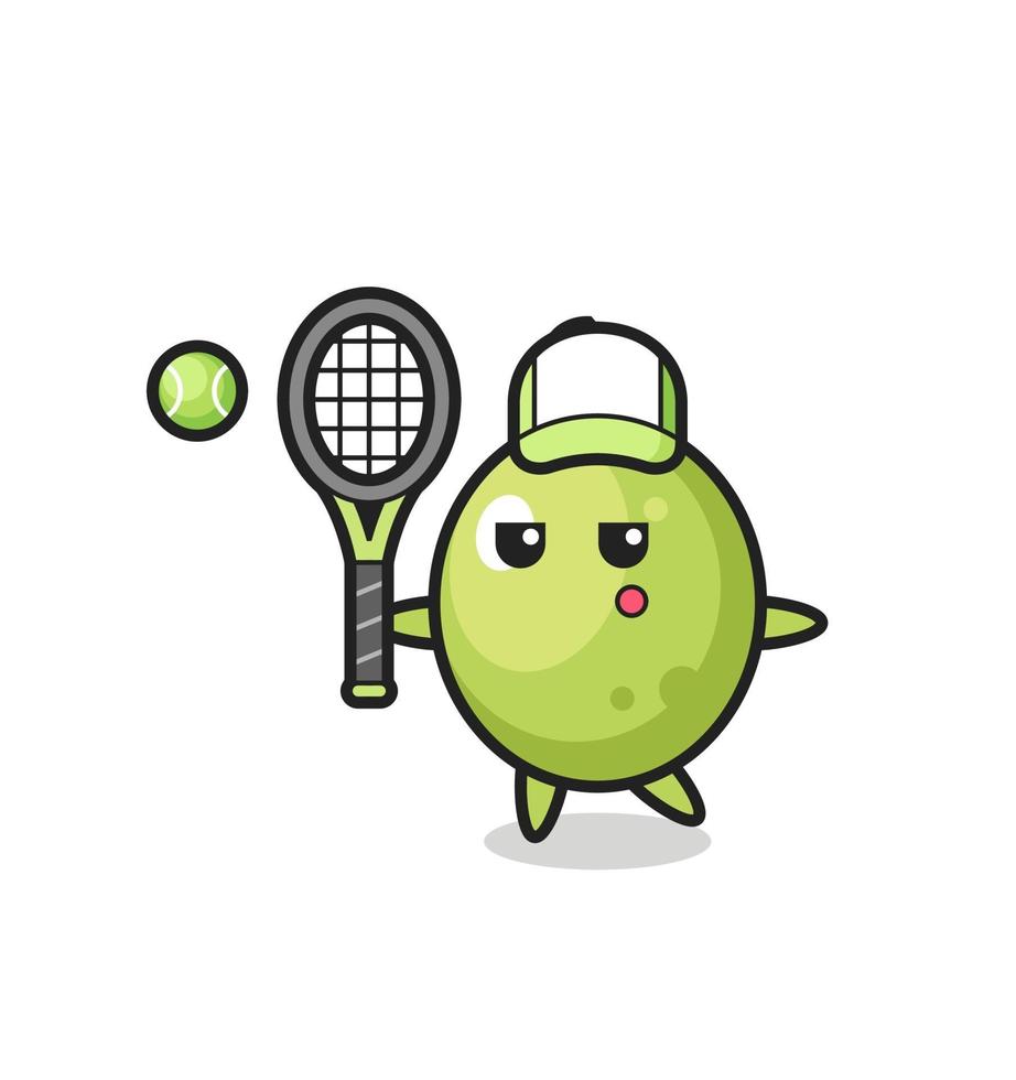 personaje de dibujos animados de olivo como tenista vector