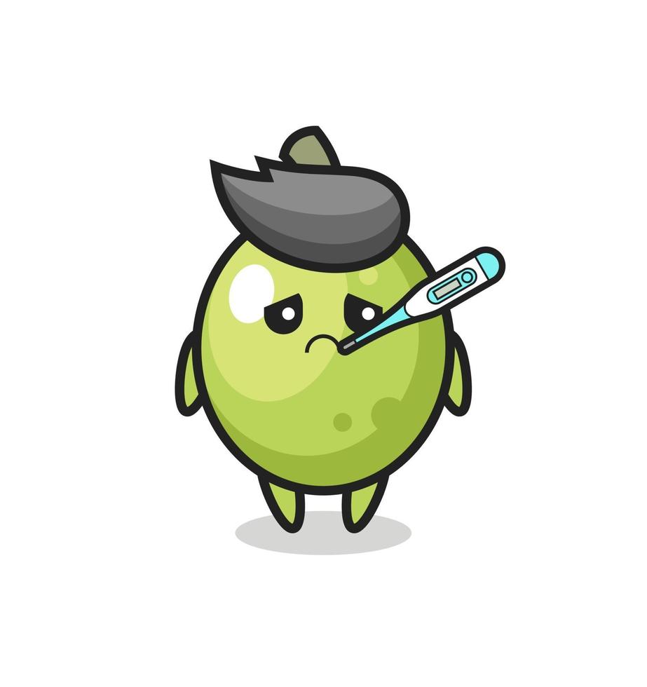 olive mascot character with fever condition vector