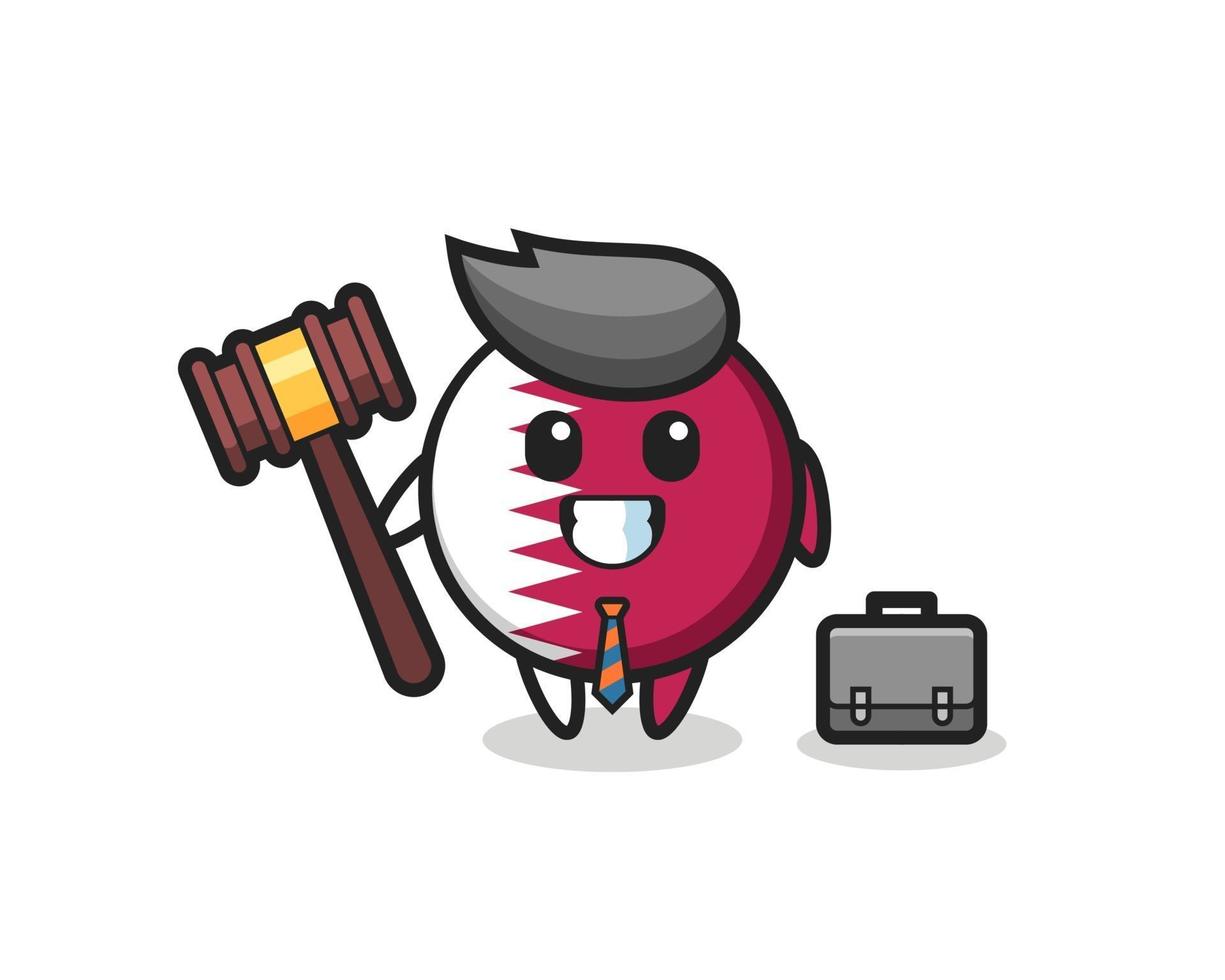 Illustration of qatar flag badge mascot as a lawyer vector