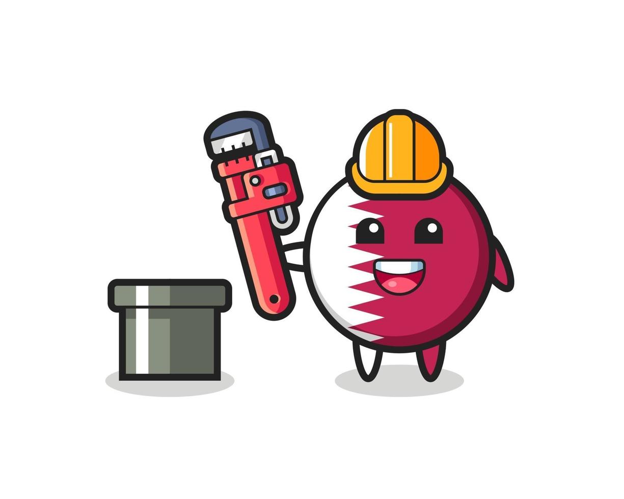 Character Illustration of qatar flag badge as a plumber vector