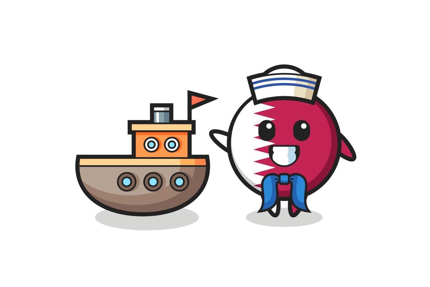 Character mascot of qatar flag badge as a sailor man vector