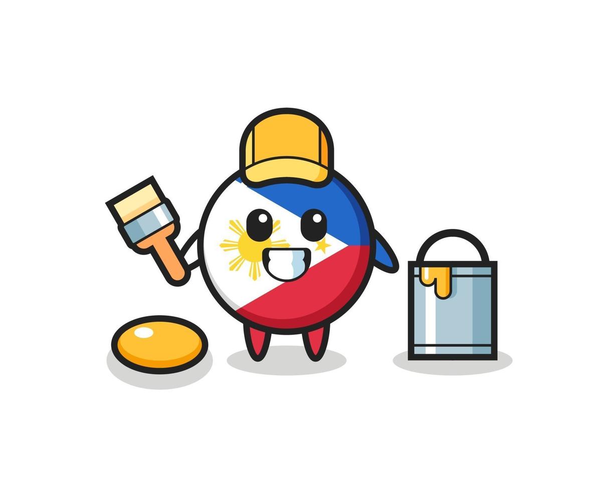 Character Illustration of philippines flag badge as a painter vector