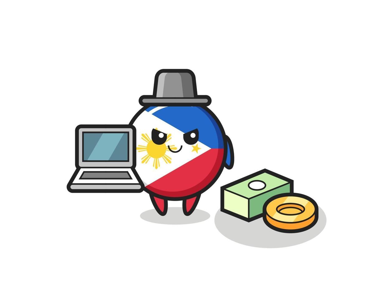 Mascot Illustration of philippines flag badge as a hacker vector