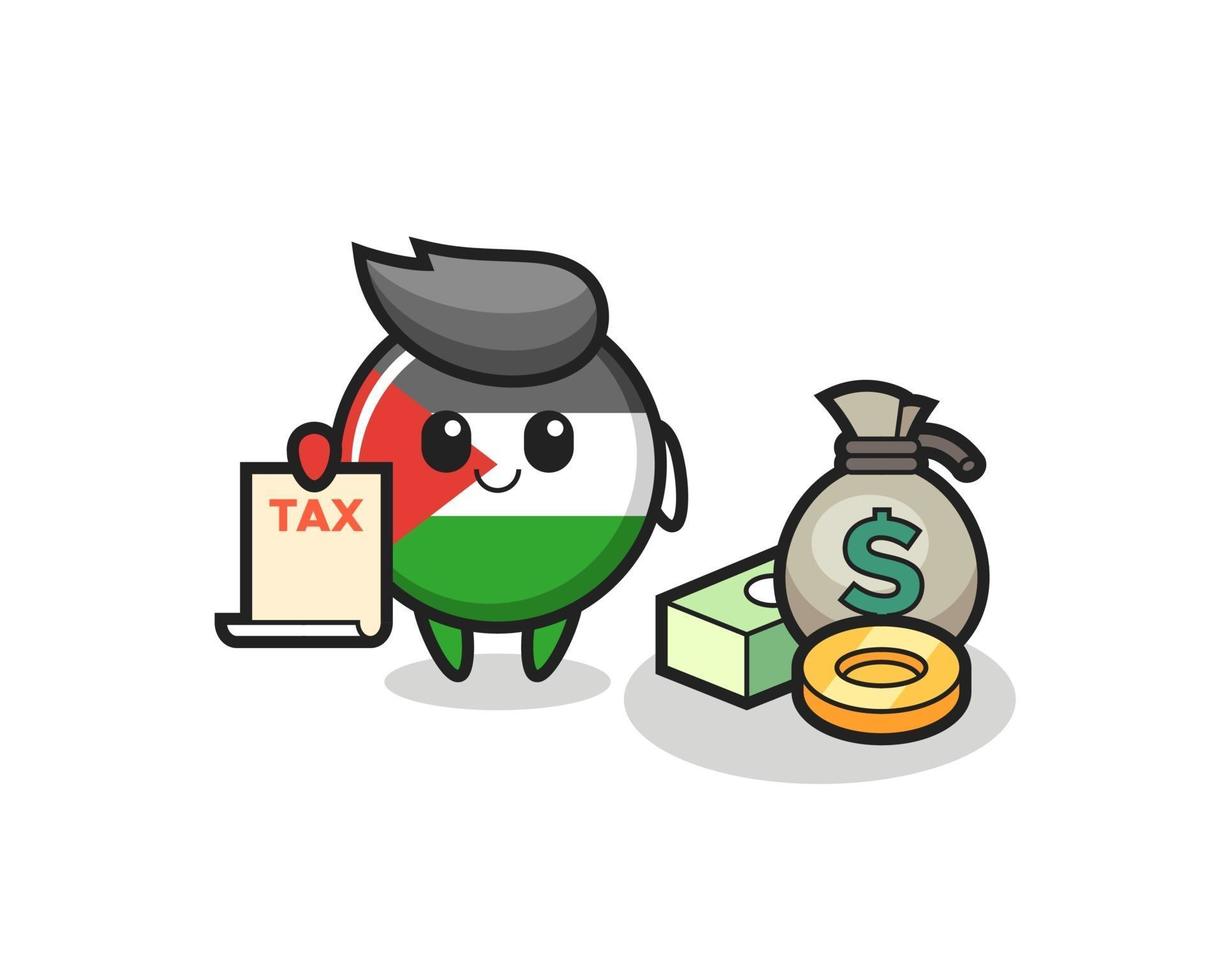 Character cartoon of palestine flag badge as a accountant vector