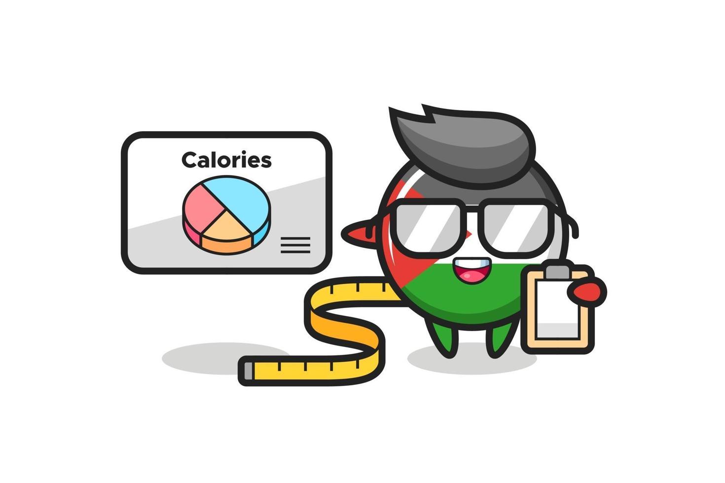 Ilustración de la mascota de la insignia de la bandera de Palestina como dietista vector