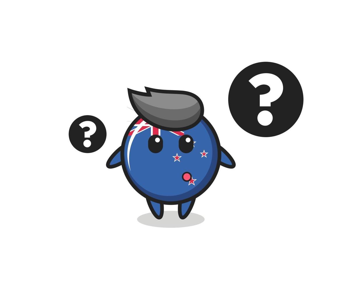 Cartoon Illustration of new zealand flag badge with the question mark vector