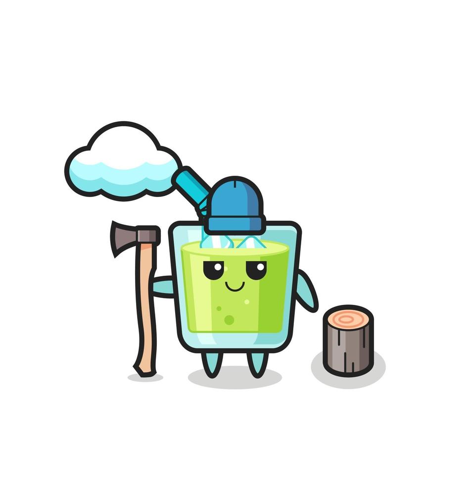 Character cartoon of melon juice as a woodcutter vector