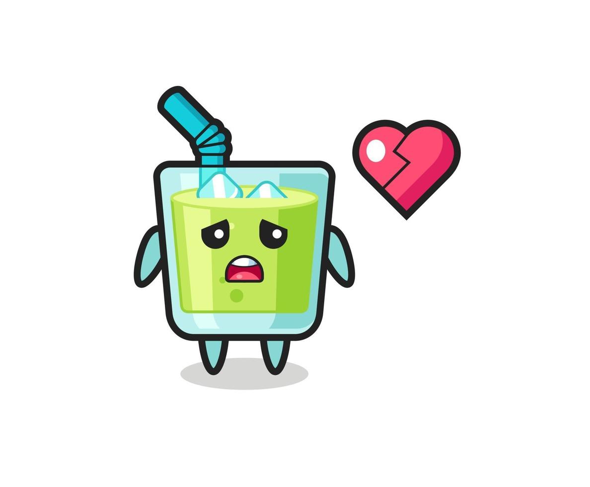 melon juice cartoon illustration is broken heart vector