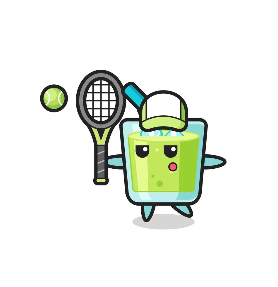 personaje de dibujos animados de jugo de melón como tenista vector
