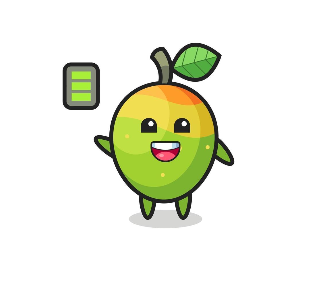 Personaje de mascota de mango con gesto enérgico. vector