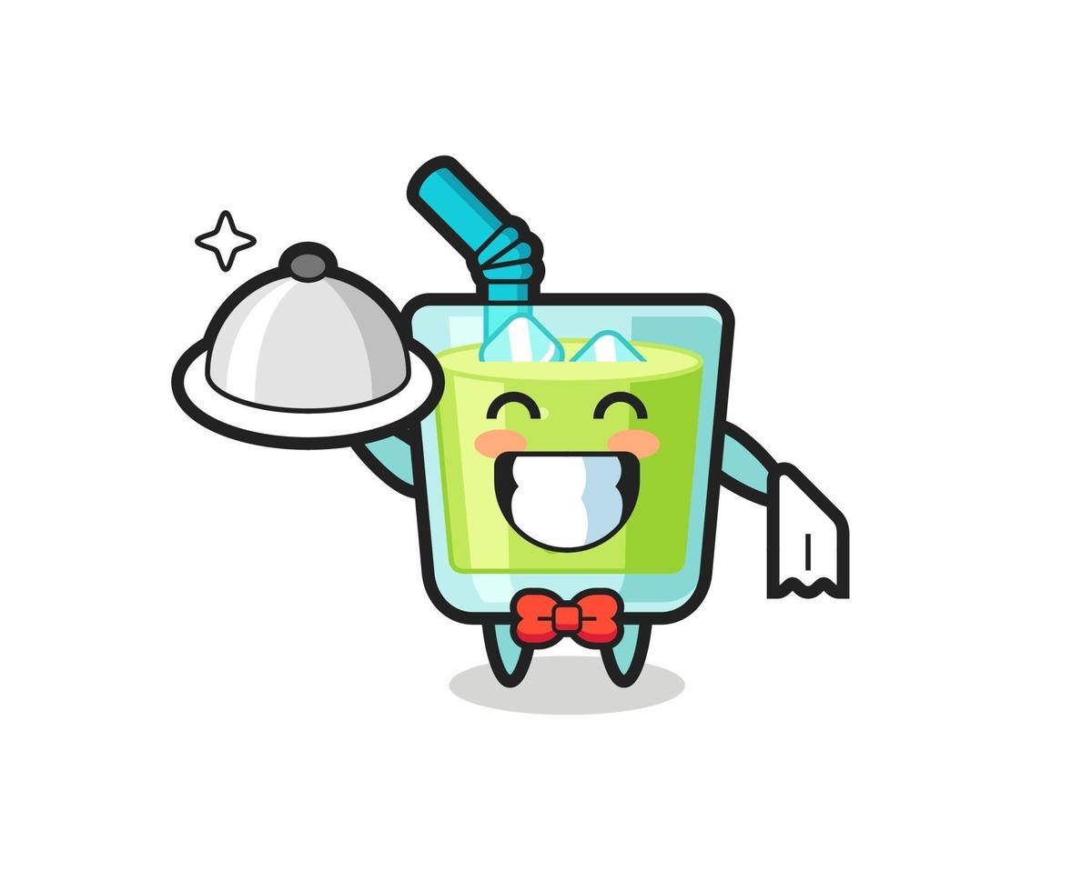 Character mascot of melon juice as a waiters vector