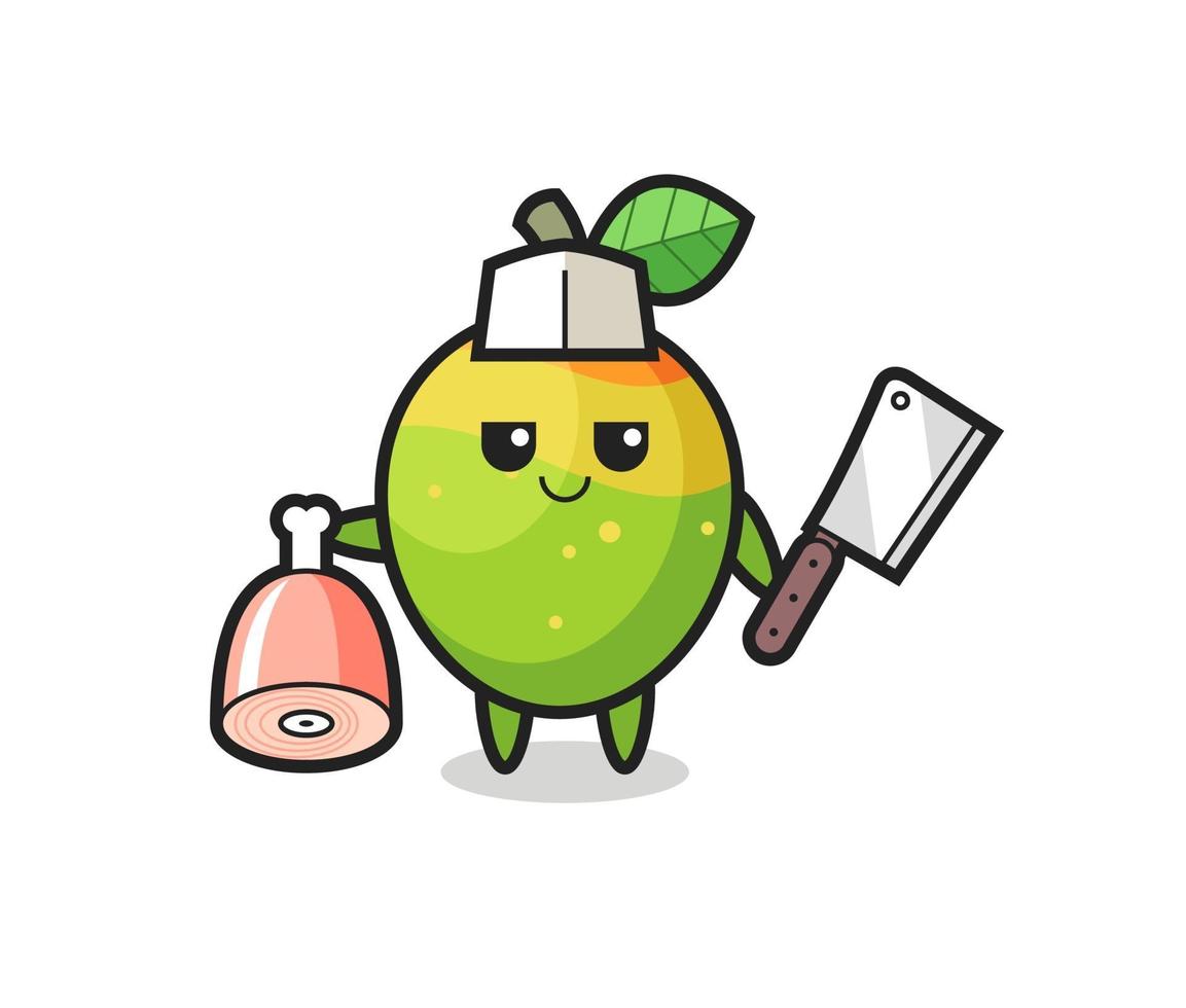 Ilustración de personaje de mango como carnicero. vector