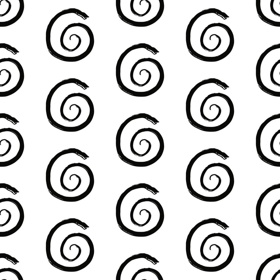 Abstract seamless pattern with hand drawn grunge circle swirl. vector