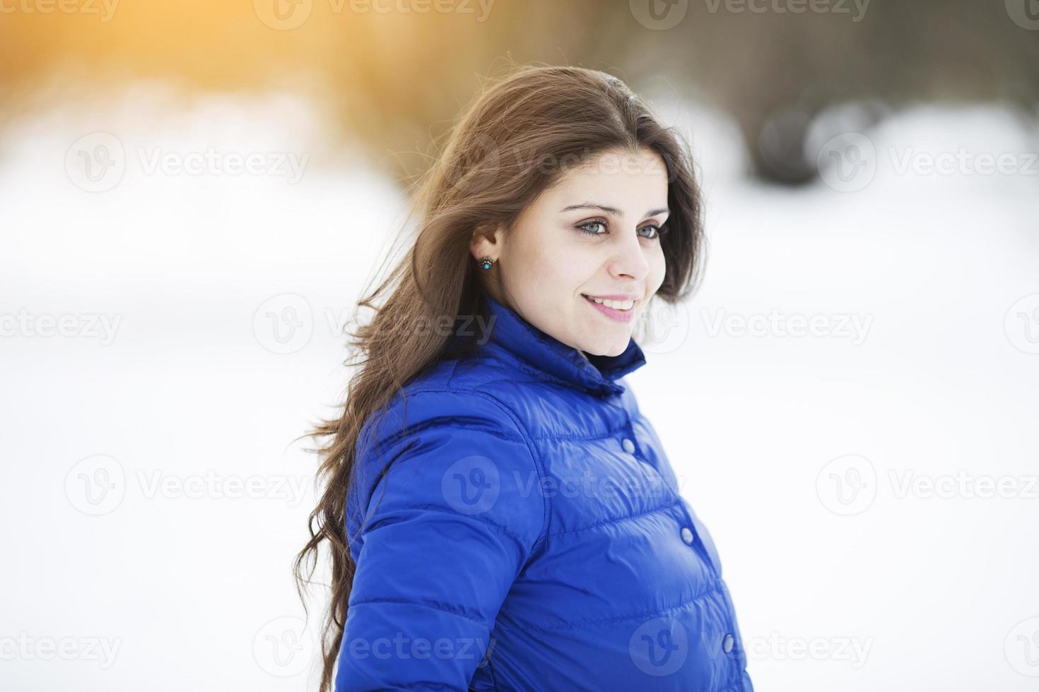 Happy cheerful dark-haired girl photo