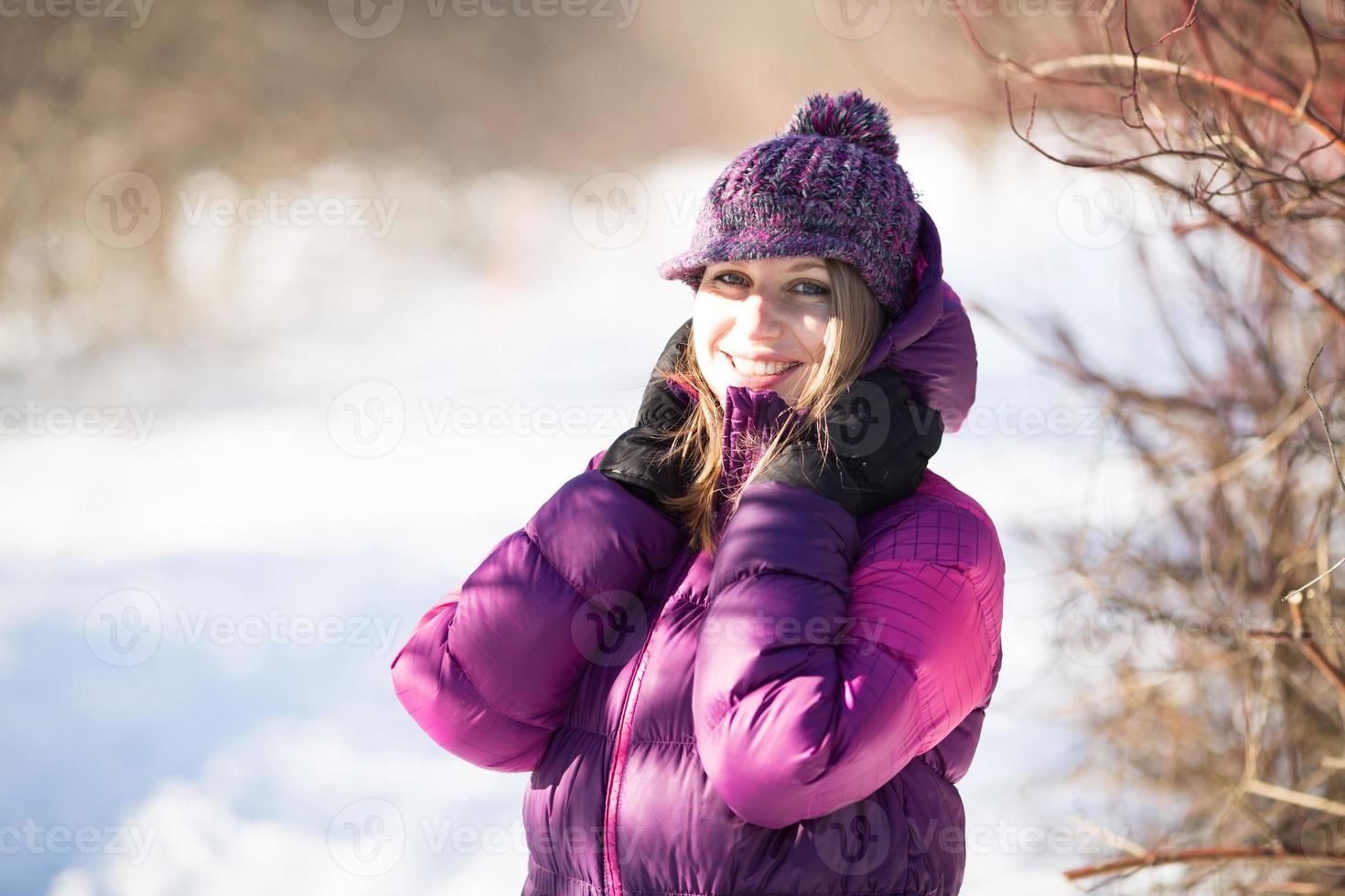 Girl in a knitted hat photo
