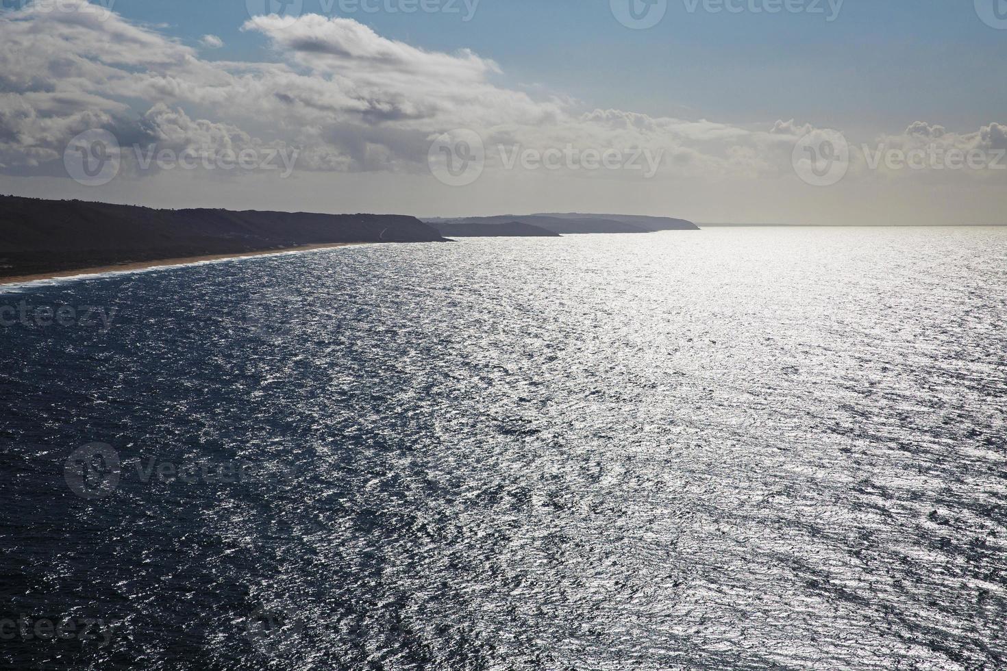 Landscape with ocean and cloudy sky photo