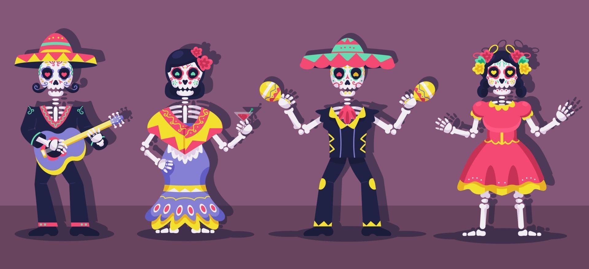 Dia De Los Muertos Character Collection vector