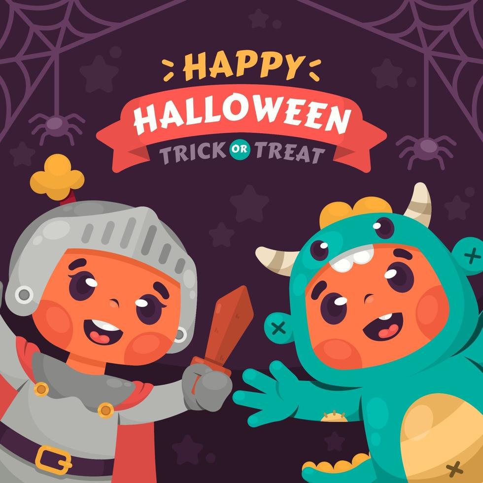 Happy Children Celebrating Halloween vector