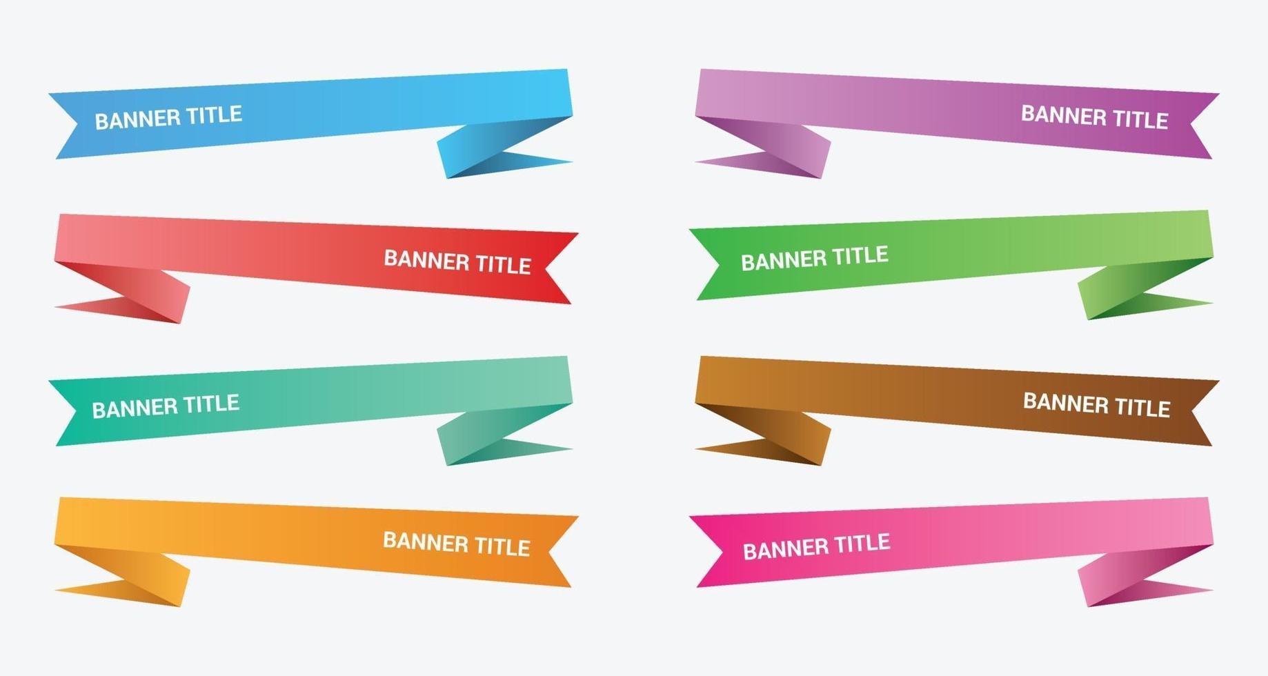 banner origami set collection with various color and gradient vector