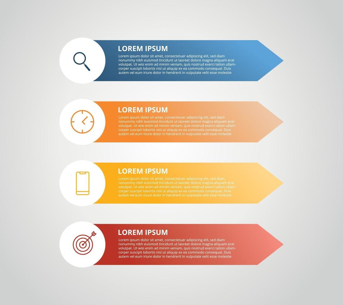 vertical label infographic with 4 step with icon for business process vector