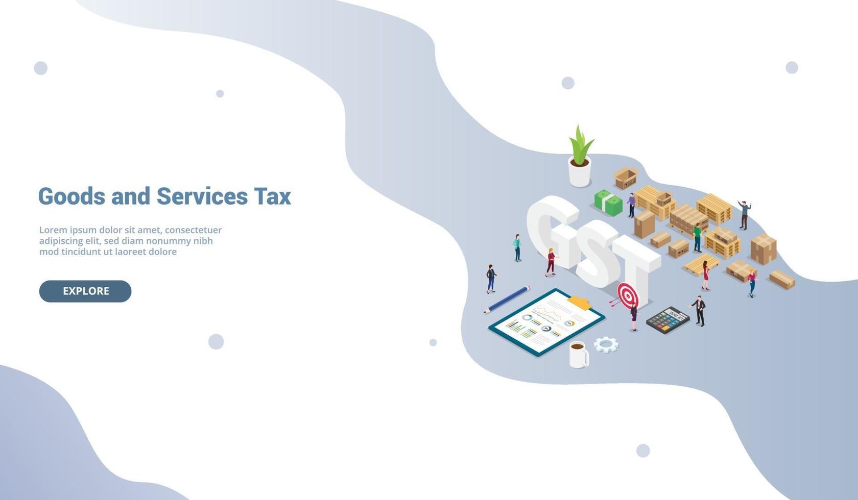 gst goods services tax concept with team people and finance vector