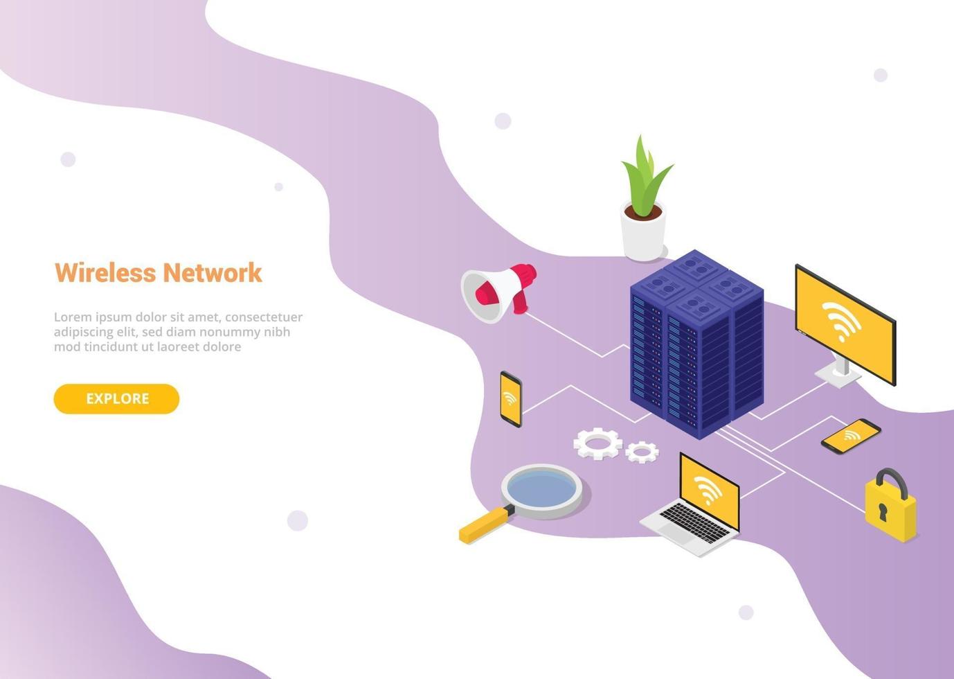 wireless network concept with various device technology vector