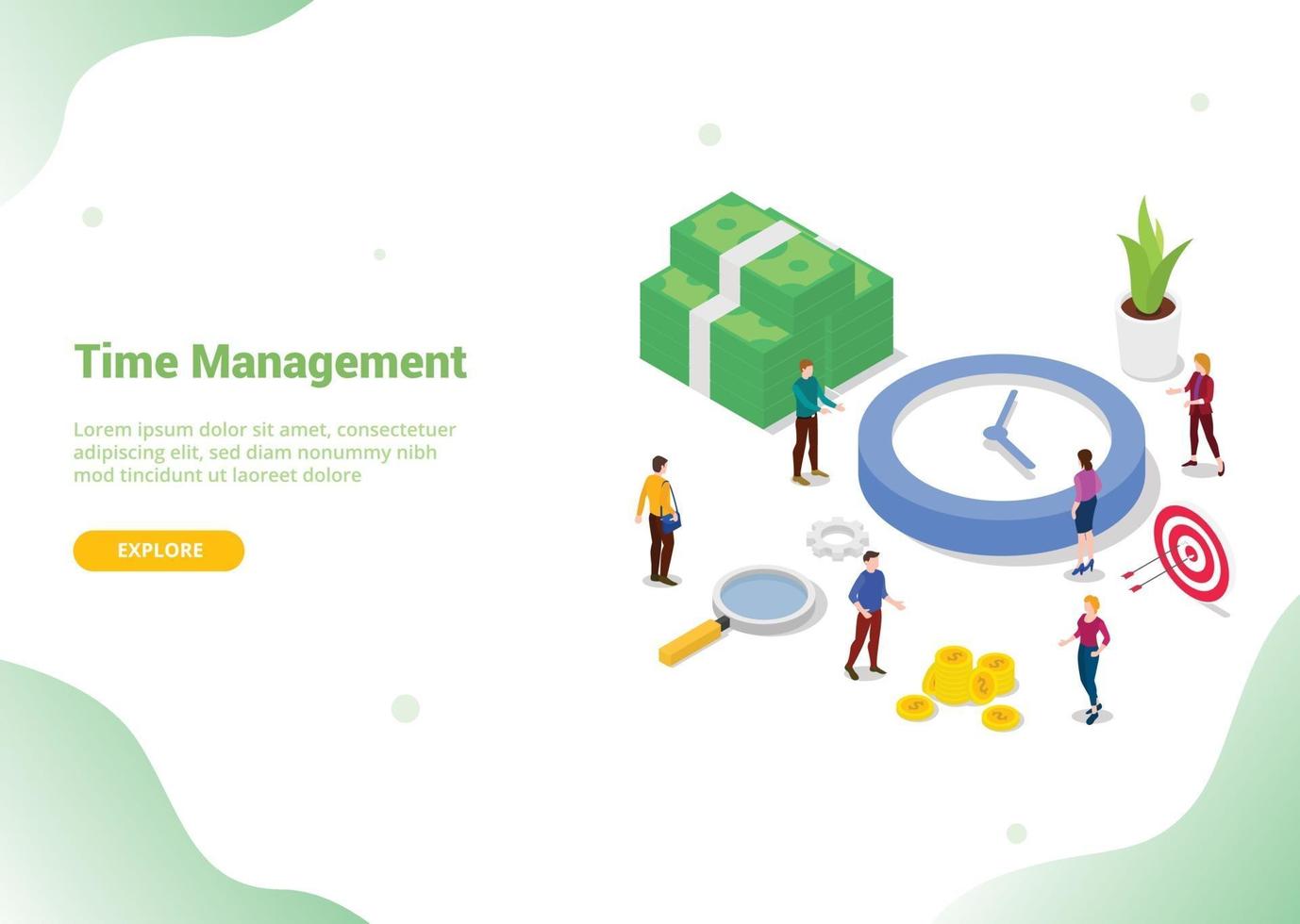 time management saving concept with team people vector