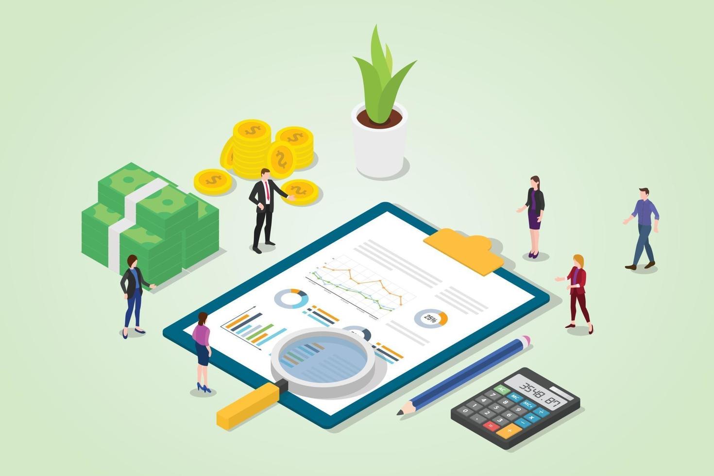 financial audit concept with business graph finance report vector