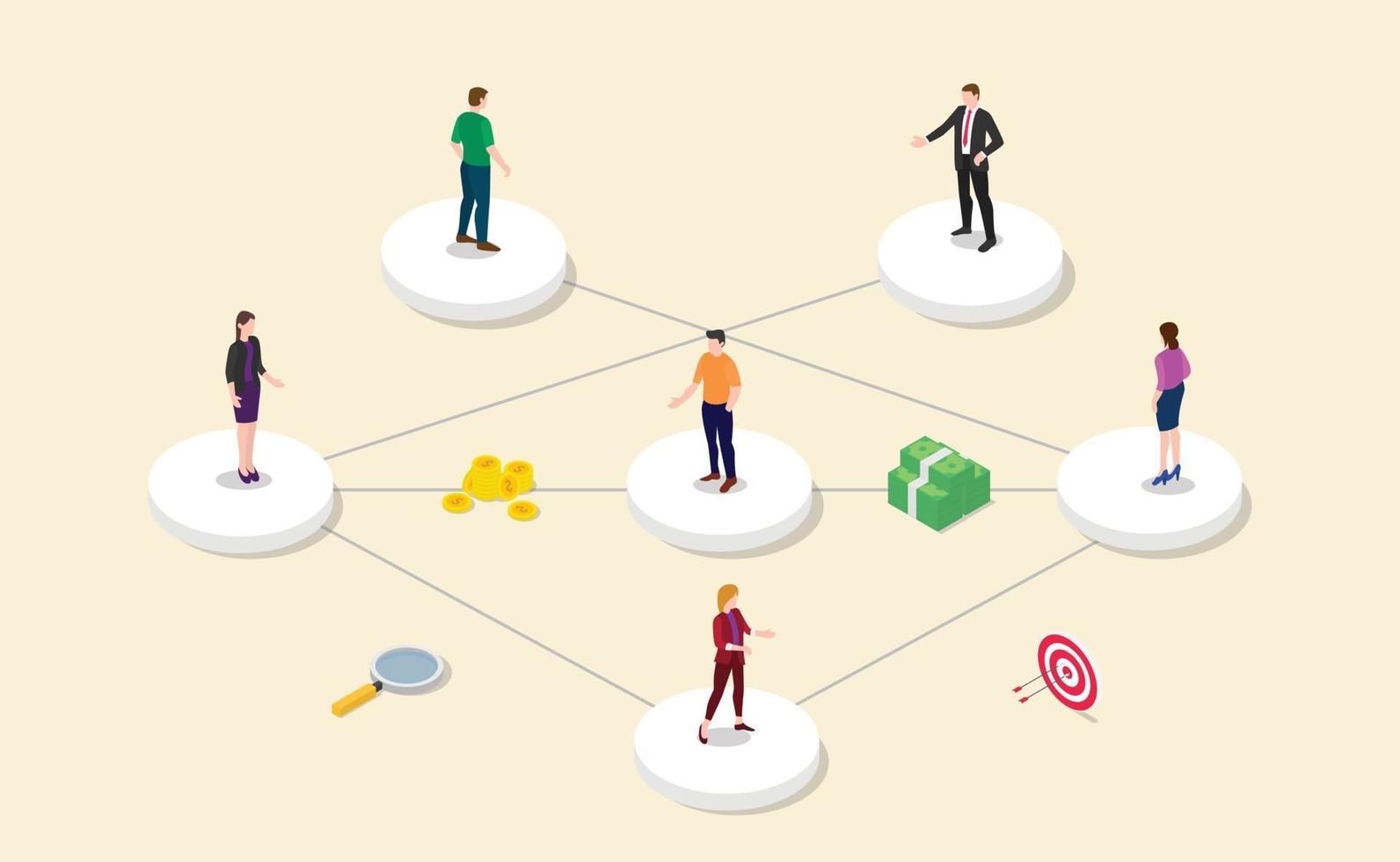 referral affiliate partnership program with team people vector
