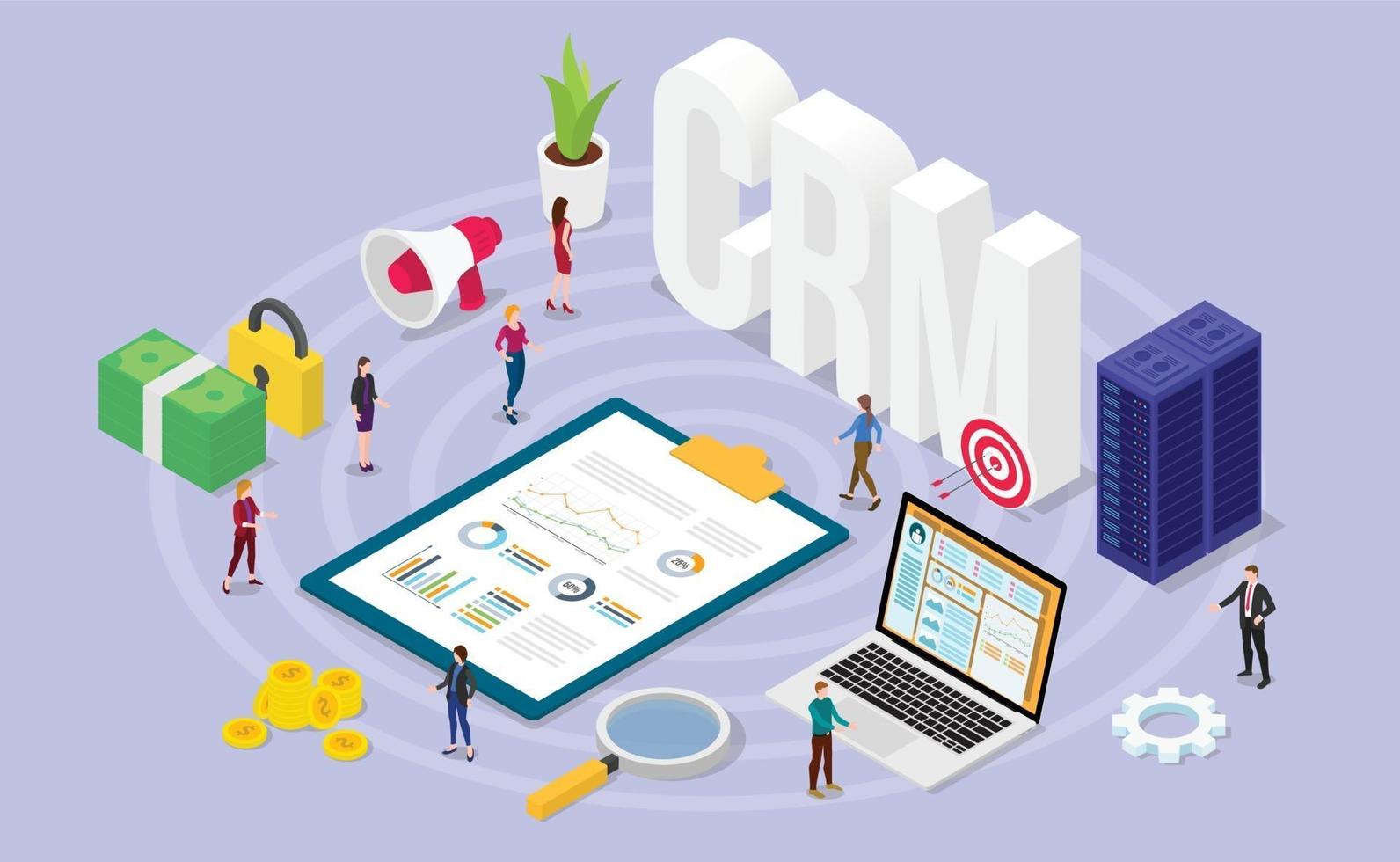 crm customer relationship manager concept with team people vector