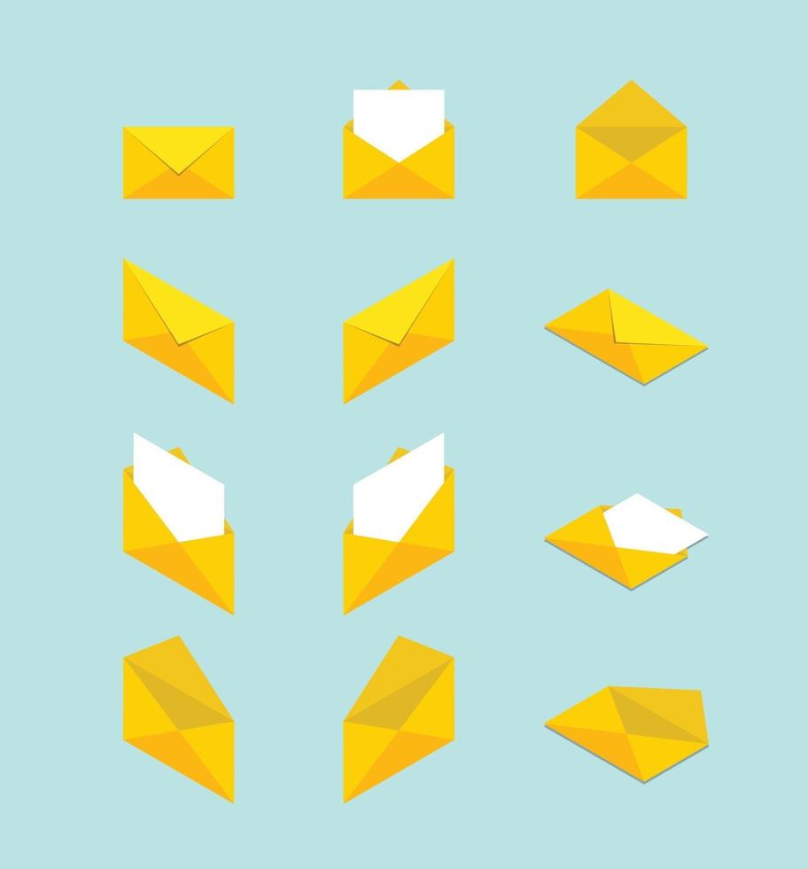 envelope set collection with various shape and isometric vector