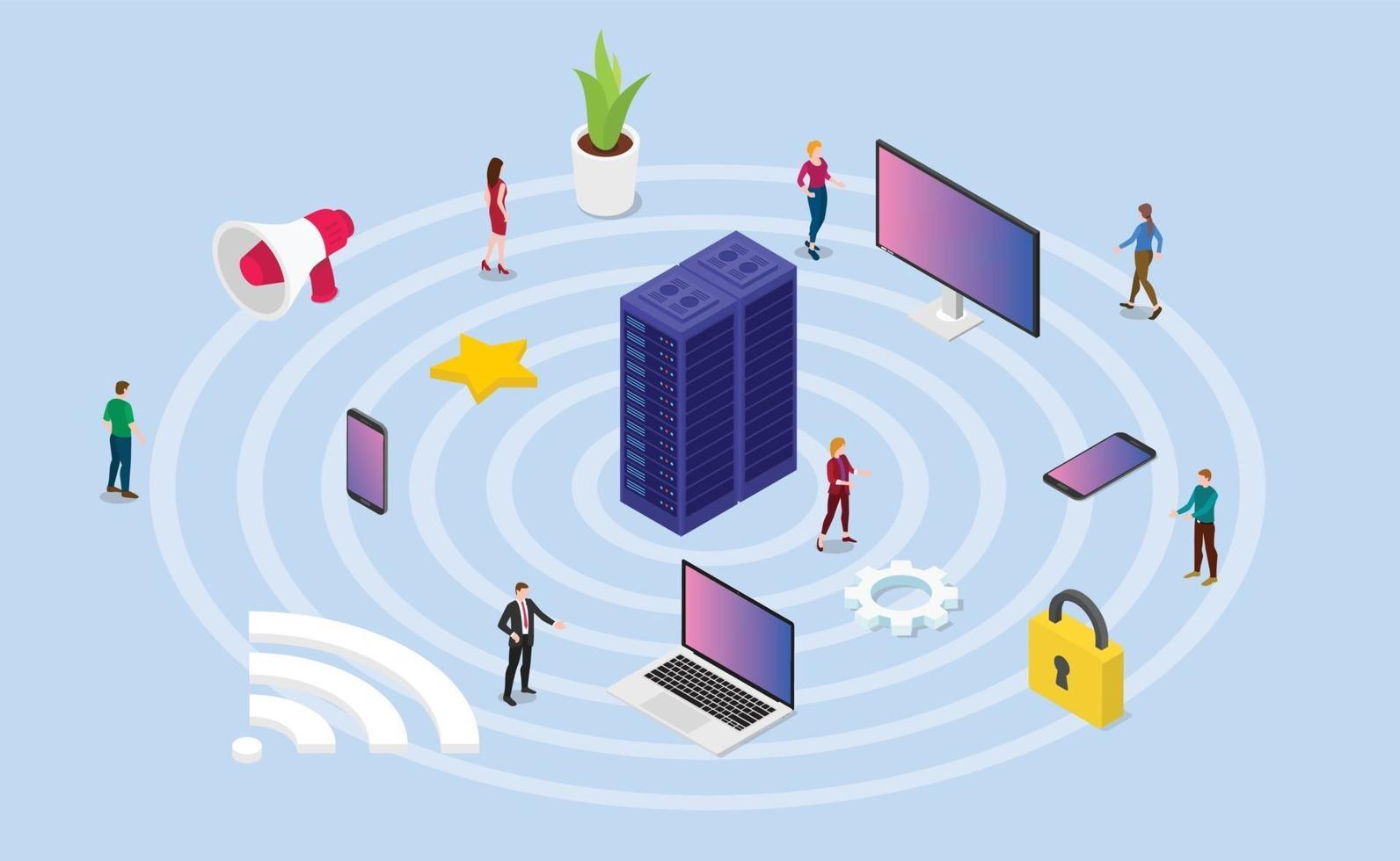 wireless network concept with various device technology vector