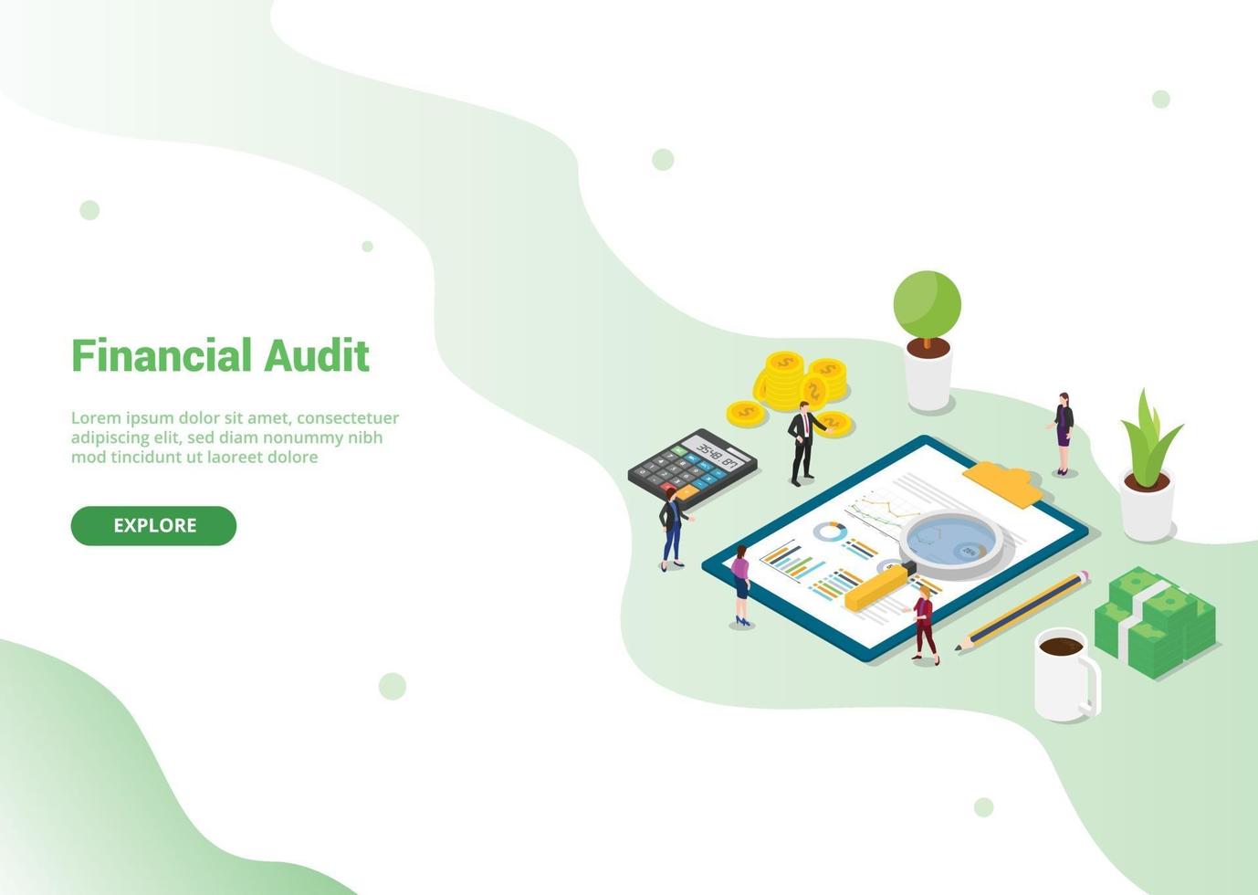 Financial audit concept template for website template vector