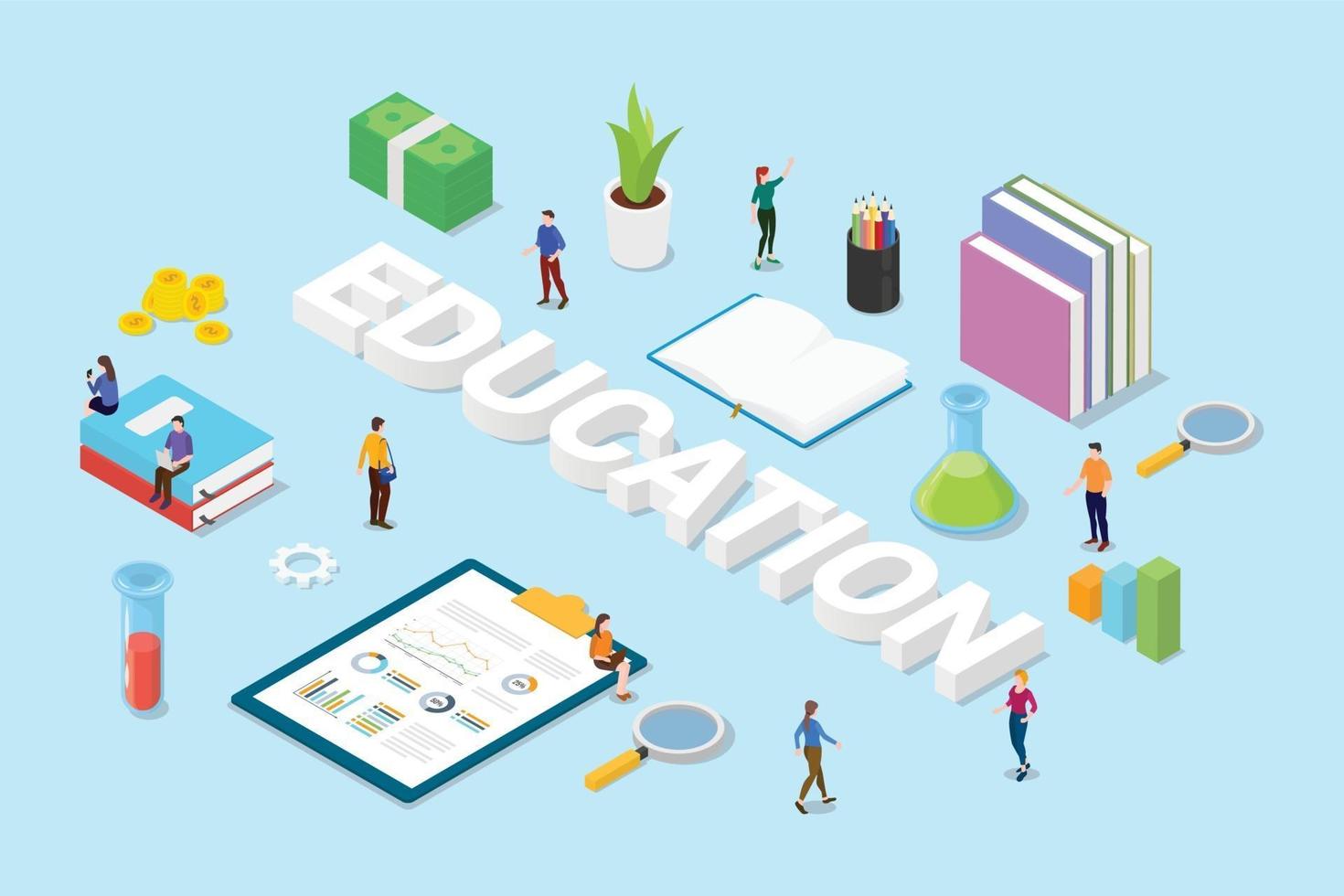 education concept with big words text and team people vector