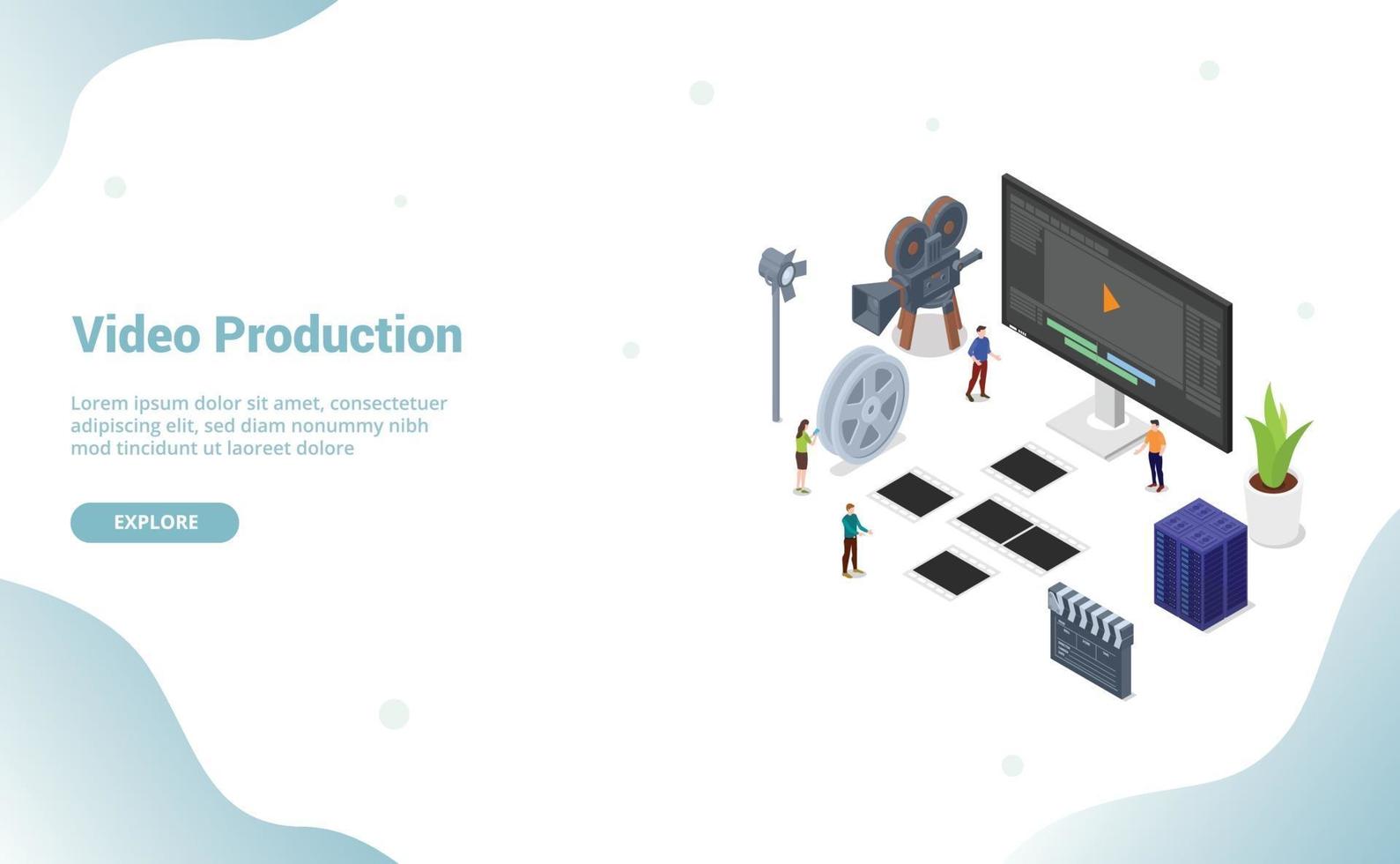video editing production concept with team people vector