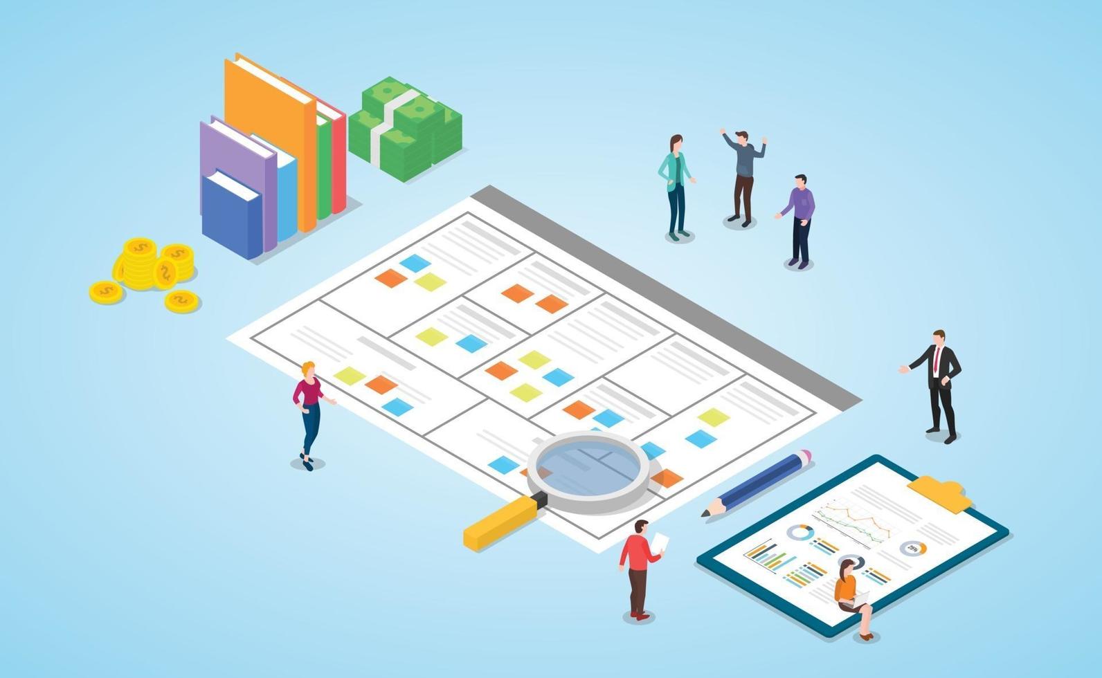 business model canvas concept with paper document vector